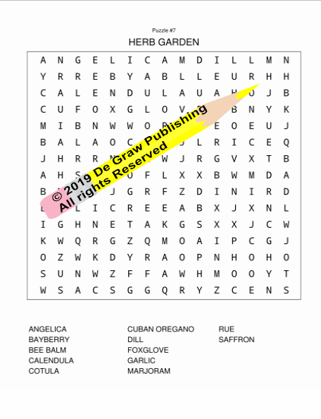 flower and garden word search sample